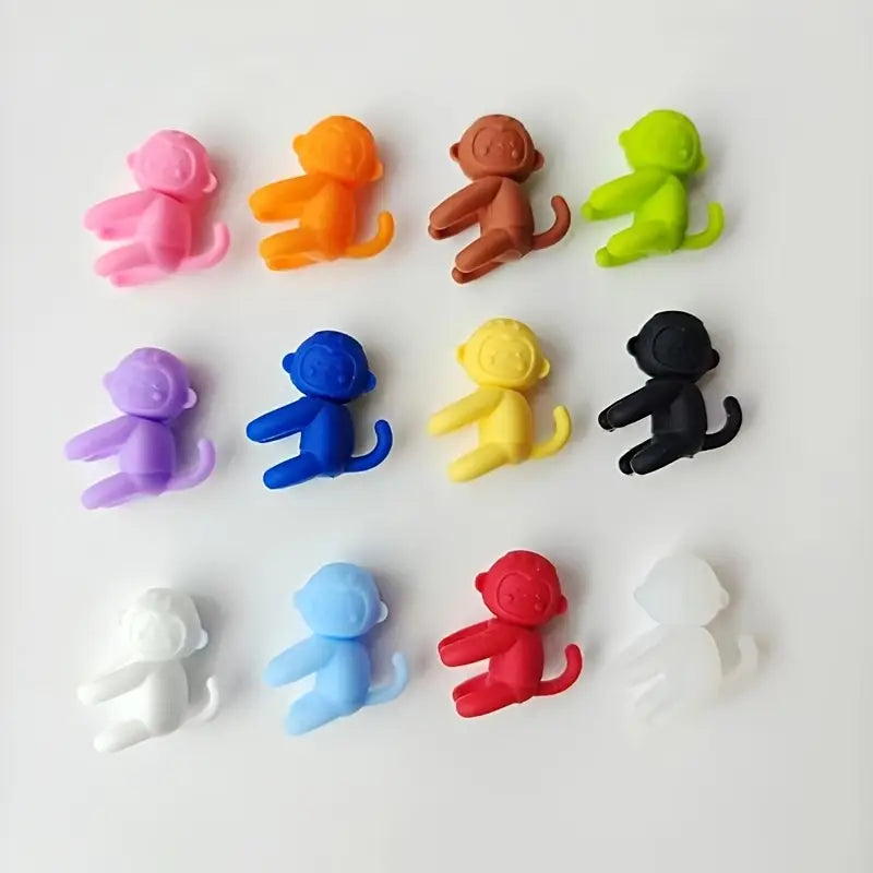 Marcadores de Copos de Vinho em Silicone - Macacos (12 un.)