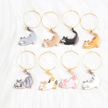 Marcadores de Copos em Metal - Gatos Preguiçosos (8 un.)