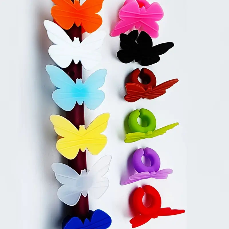 Marcadores de Copos de Vinho em Silicone - Borboletas (12 un.)